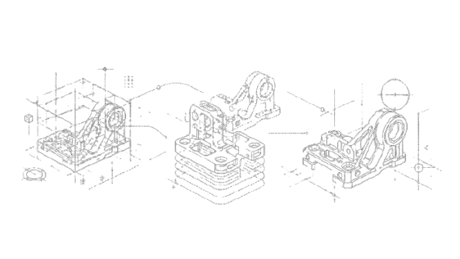 Three iterations of a bracket showing prototype refinement